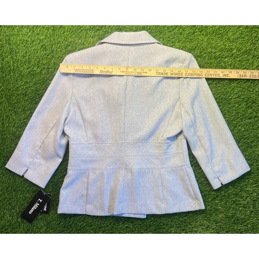 NEW T. MILANO - WOMEN'S Sz 8 GRAY 3/4 SLEEVE BLAZER SUIT JACKET - Picture 9 of 10